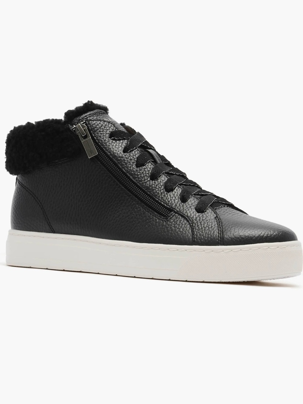 Women's Black Faux-Shearling High Top Sneakers